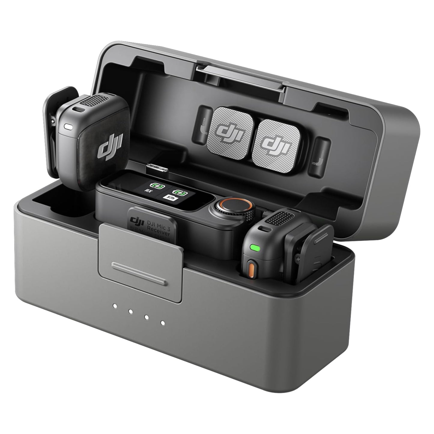 DJI Mic 3 (2 TX + 1 RX + Charging Case), Wireless Microphone for iPhone/Camera/Android, Ultralight, Adaptive Gain Control for Balanced Volume, Dual Band Anti-Interference, 28hrs Use, Vlog