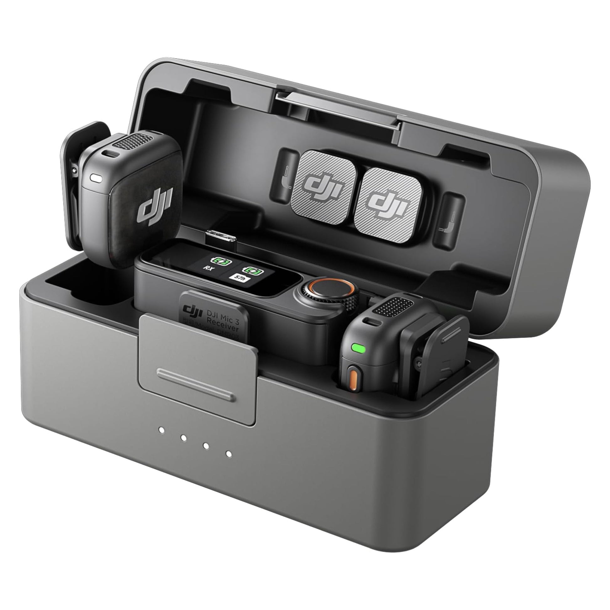 DJI Mic 3 (2 TX + 1 RX + Charging Case), Wireless Microphone for iPhone/Camera/Android, Ultralight, Adaptive Gain Control for Balanced Volume, Dual Band Anti-Interference, 28hrs Use, Vlog