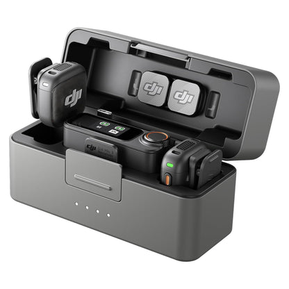 DJI Mic 3 (2 TX + 1 RX + Charging Case), Wireless Microphone for iPhone/Camera/Android, Ultralight, Adaptive Gain Control for Balanced Volume, Dual Band Anti-Interference, 28hrs Use, Vlog