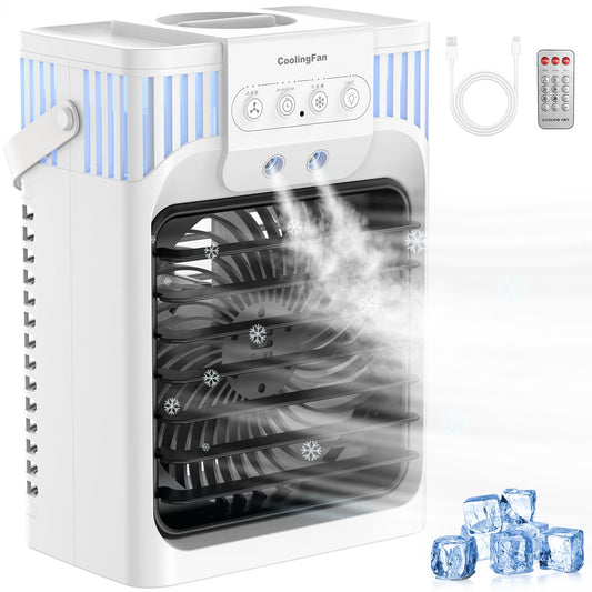 Portable Air Conditioners with Remote for Bedroom, 4-IN-1 Personal Evaporative Air Cooler with 3 Speeds & 3 Mist, 7-Color Night Light, 2-8H Timer, 1200ML Mini Air Conditioner Cooling Fan for Office - Available at All In One Marketplace Canada