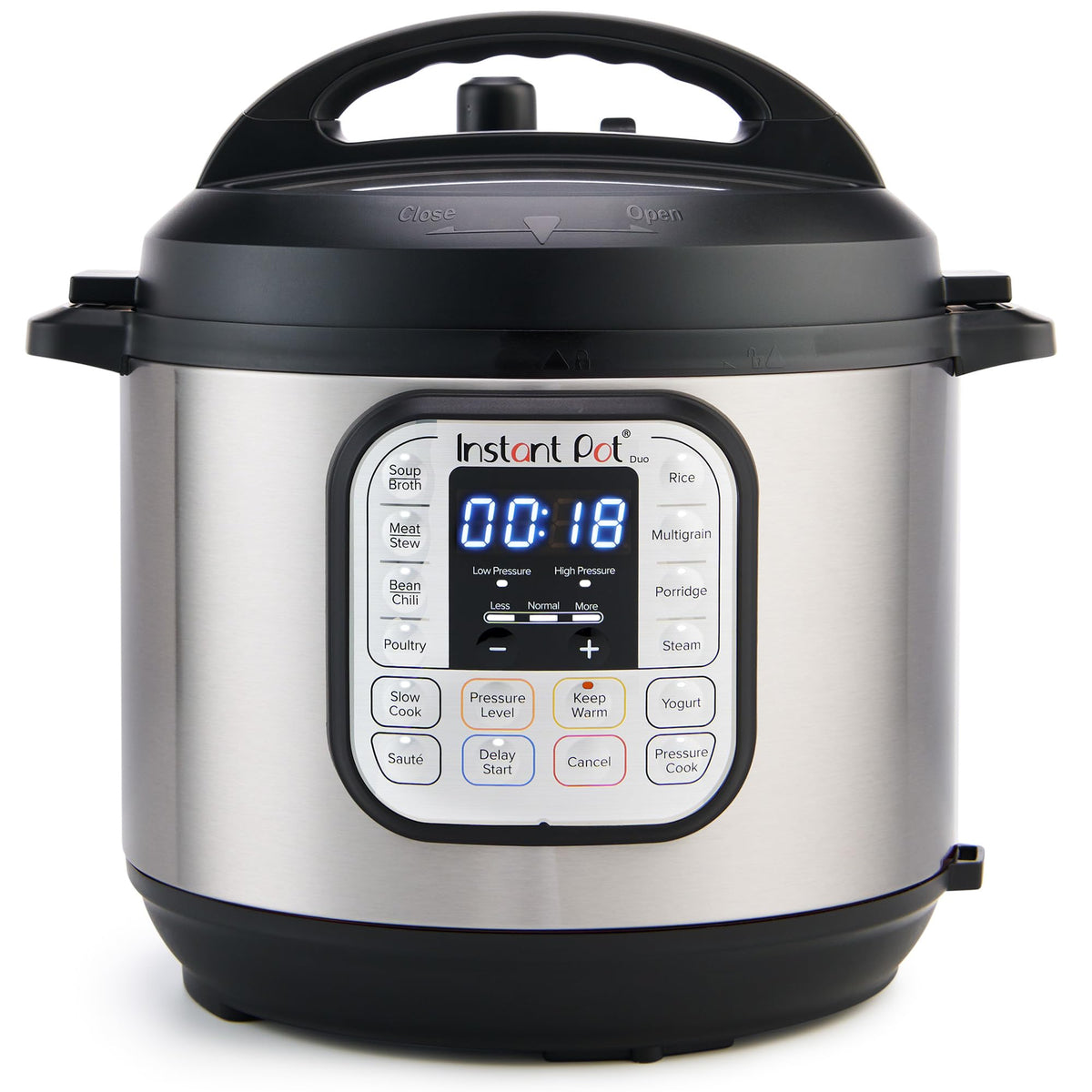 Autocuiseur électrique 7-en-1 Instant Pot Duo, mijoteuse, cuiseur à riz, cuit-vapeur, sauteuse, yaourtière, chauffe-plat et stérilisateur, 8 litres, acier inoxydable/noir