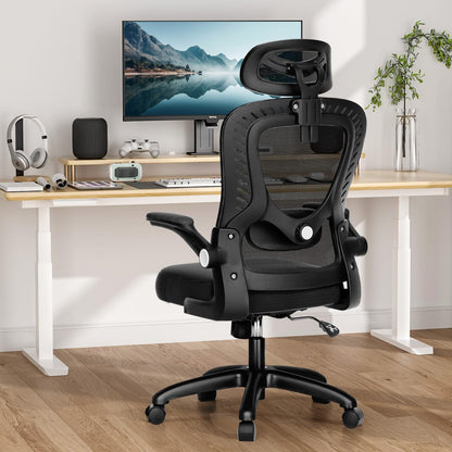 Office Chair, SPRDENG Ergonomic Office Chair with Two-Way Adjustable Lumbar Support & Headrest, High Back S-Shaped Computer Chair with Flip-up Padded Armrests, Swivel Task Chair for Home Office - Available at All In One Marketplace Canada