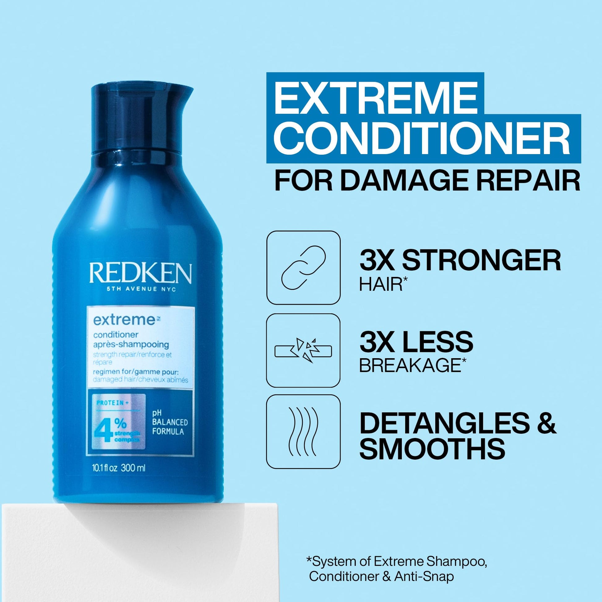Redken Extreme Conditioner For Damaged Hair, Strengthens And Repairs With Protein, Fortifies Weak Hair To Prevent Breakage, 300ml - Available at All In One Marketplace Canada