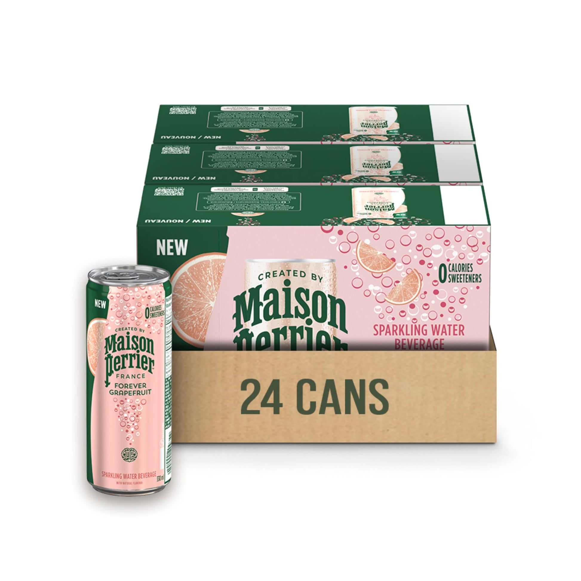 Maison Perrier Forever Grapefruit Sparkling Water – 24 Pack, 330ml Cans – Natural Flavor, Zero Calories, Sweeteners & Sodium