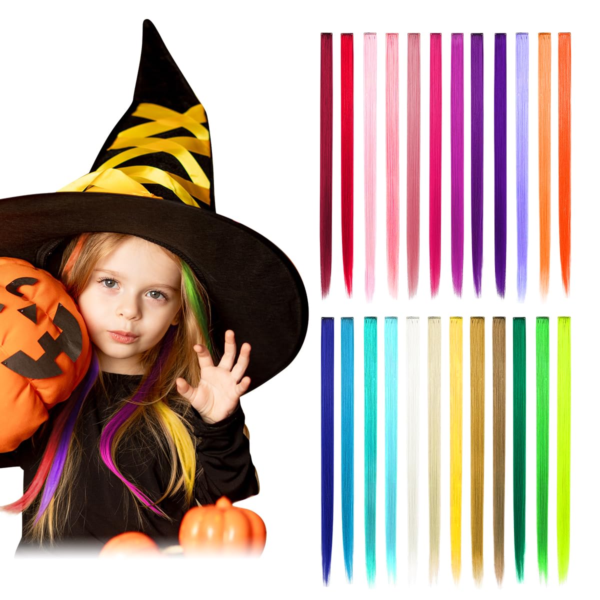 Dreamlover Coloured Hair Extensions for Kids, 24 Raibow Colours, 24 Pieces 🍁 All In One Marketplace Canada