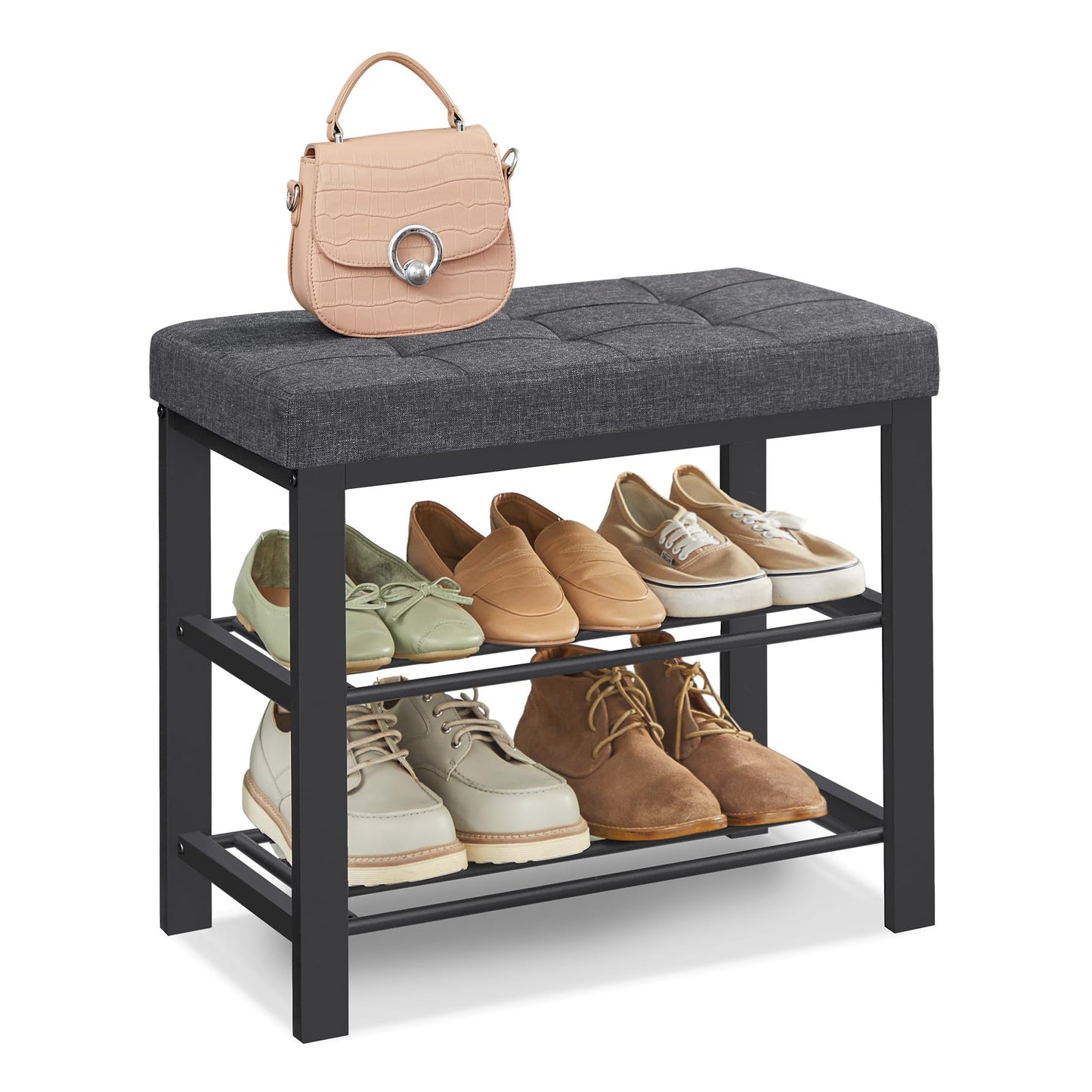 SONGMICS Shoe Storage Bench, Entryway Bench with Cushion SONGMICS