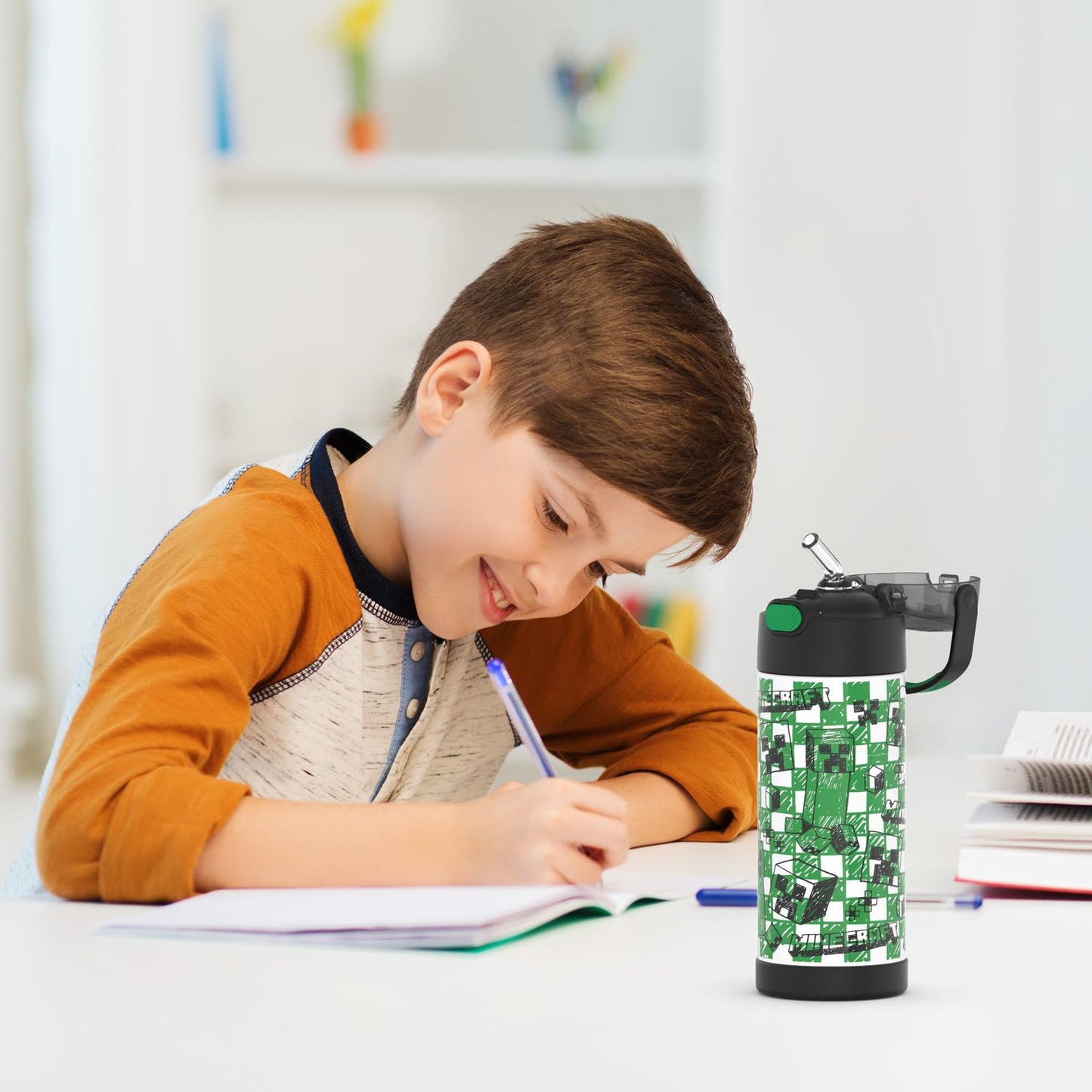 THERMOS FUNTAINER Water Bottle with Straw, 14oz, Minecraft