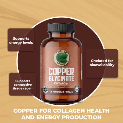 Pure Lab Vitamins Copper Glycinate 1mg - 150 Vegi-caps - Available at All In One Marketplace Canada