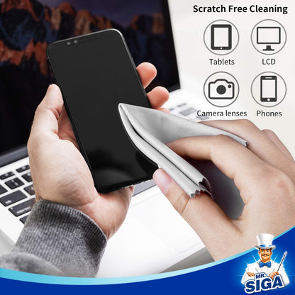 MR.SIGA Premium Microfiber Cleaning Cloths for Lens, Eyeglasses, Screens, Tablets, Glasses, 6 Pack, 6 x 7 inch