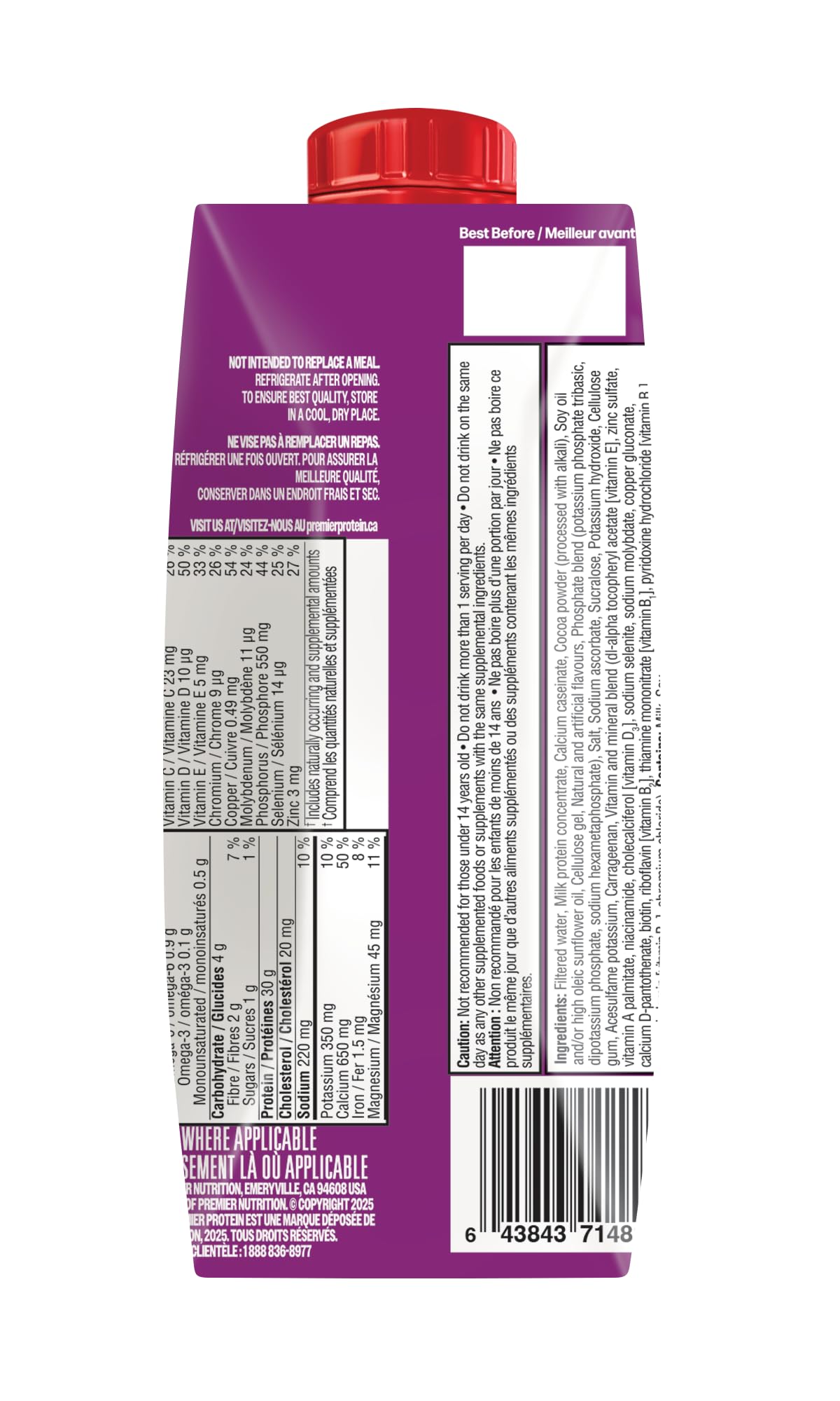 Premier Protein Chocolate Shake - 30g Protein, 1g Sugar, 11 fl oz (Pack of 10)