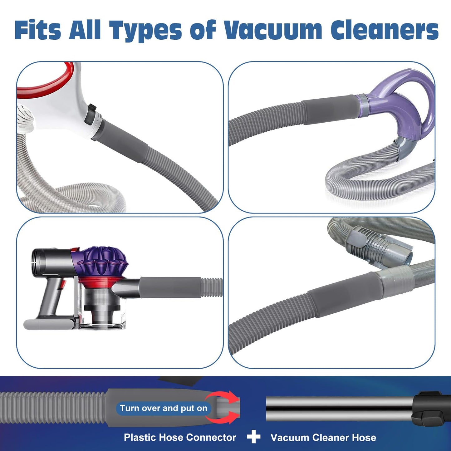 PetOde 2 Pieces Dryer Vent Cleaner Kit Compatible with All Vacuum Cleaner, Dryer Lint Brush and Vacuum Hose Attachment with Stretch Universal Connector, Quickly Lint Remover, Deep Gray