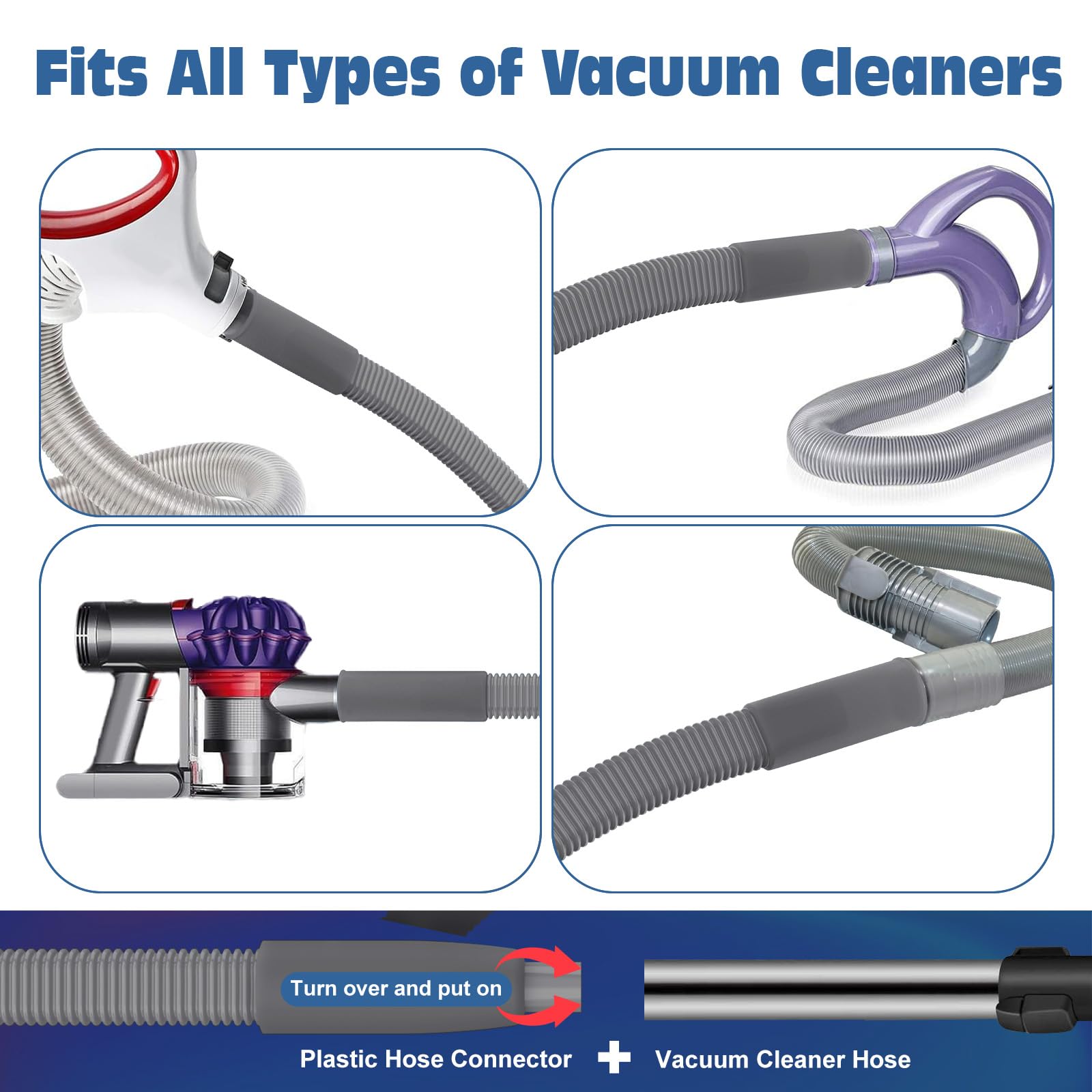 PetOde 2 Pieces Dryer Vent Cleaner Kit Compatible with All Vacuum Cleaner, Dryer Lint Brush and Vacuum Hose Attachment with Stretch Universal Connector, Quickly Lint Remover, Deep Gray