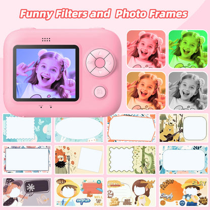 Kids Instant Print Camera with 5 Rolls Print Paper, 1080P HD Camera, Rechargeable Portable Toddler Selfie Camera, Christmas Birthday Gifts Toys for Boys Girls Age 3-12 🍁 All In One Marketplace Canada