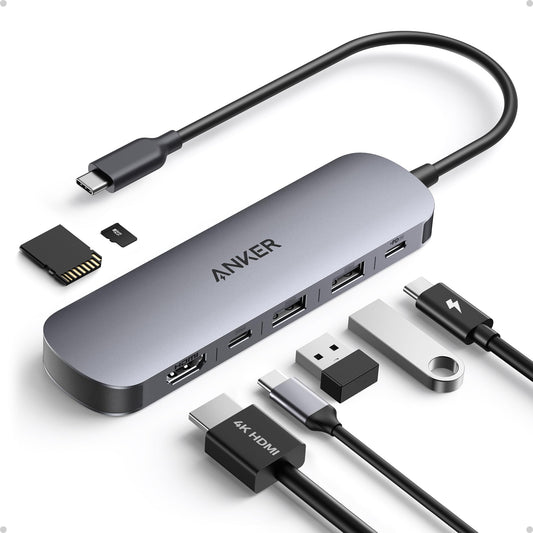 Anker USB C Hub, 7-in-1 Multi-Port USB Adapter for Laptops, 4K@60Hz USB C to HDMI Splitter, 85W Max Power Delivery, 3xUSBA & C 3.0 Data Ports, SD/TF Card, for Type C Devices (Charger Not Included) - Available at All In One Marketplace Canada