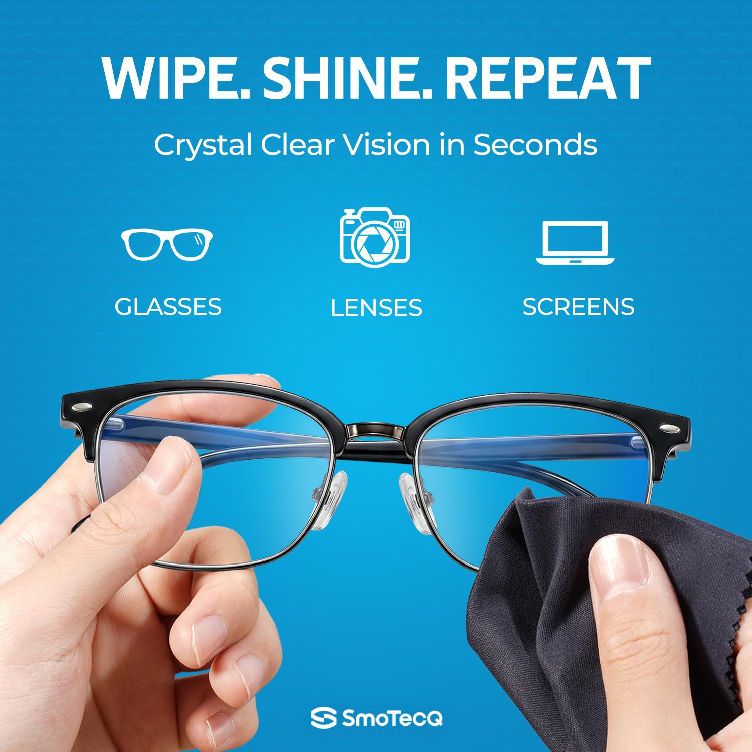SmoTecQ 12 Pack Microfiber Cleaning Cloths for Glasses & Screens (6x7) - Optical Grade Lens Cleaner for Eyeglasses, Camera, iPhone, iPad & TV - Individually Wrapped, Assorted Colours - Available at All In One Marketplace Canada