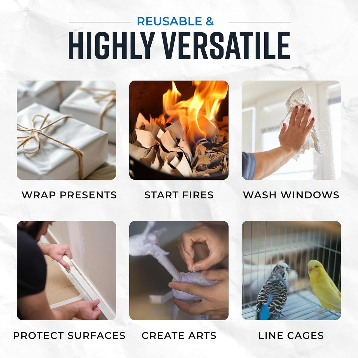 Bryco Goods Newsprint Packing Paper Sheets for Moving - 5lb - 160 Sheets - Moving & Shipping Supplies - 27" x 17" - Wrapping & Protecting Fragile Items - Newspaper Paper - Available at All In One Marketplace Canada