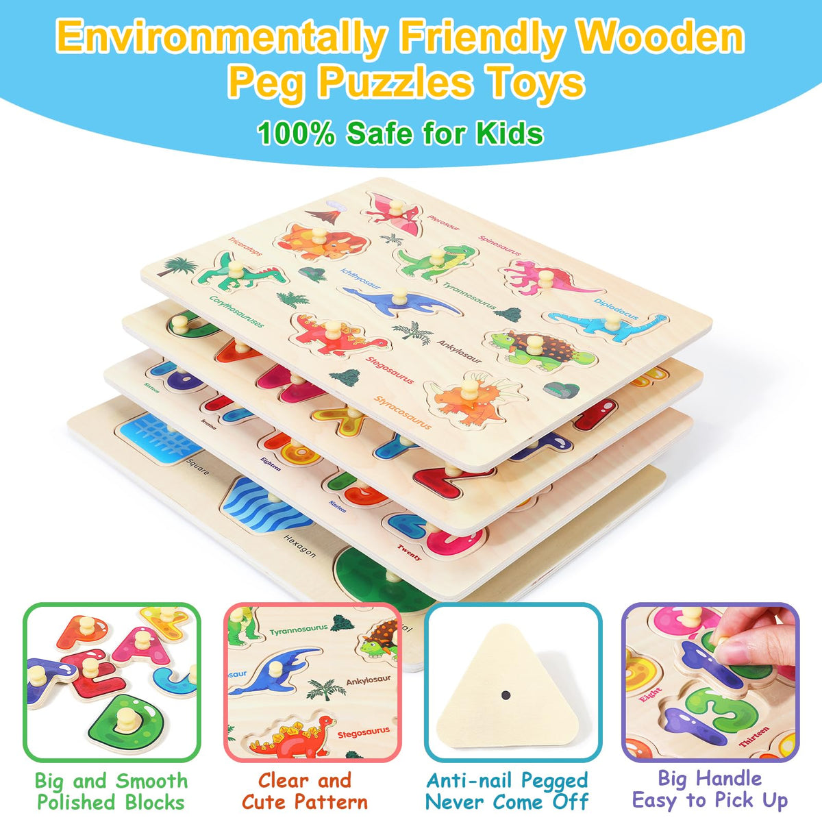 Melofaver Montessori Wooden Peg Puzzles for Kids 3-5, Toddler Puzzles Gifts 🍁 All In One Marketplace Canada