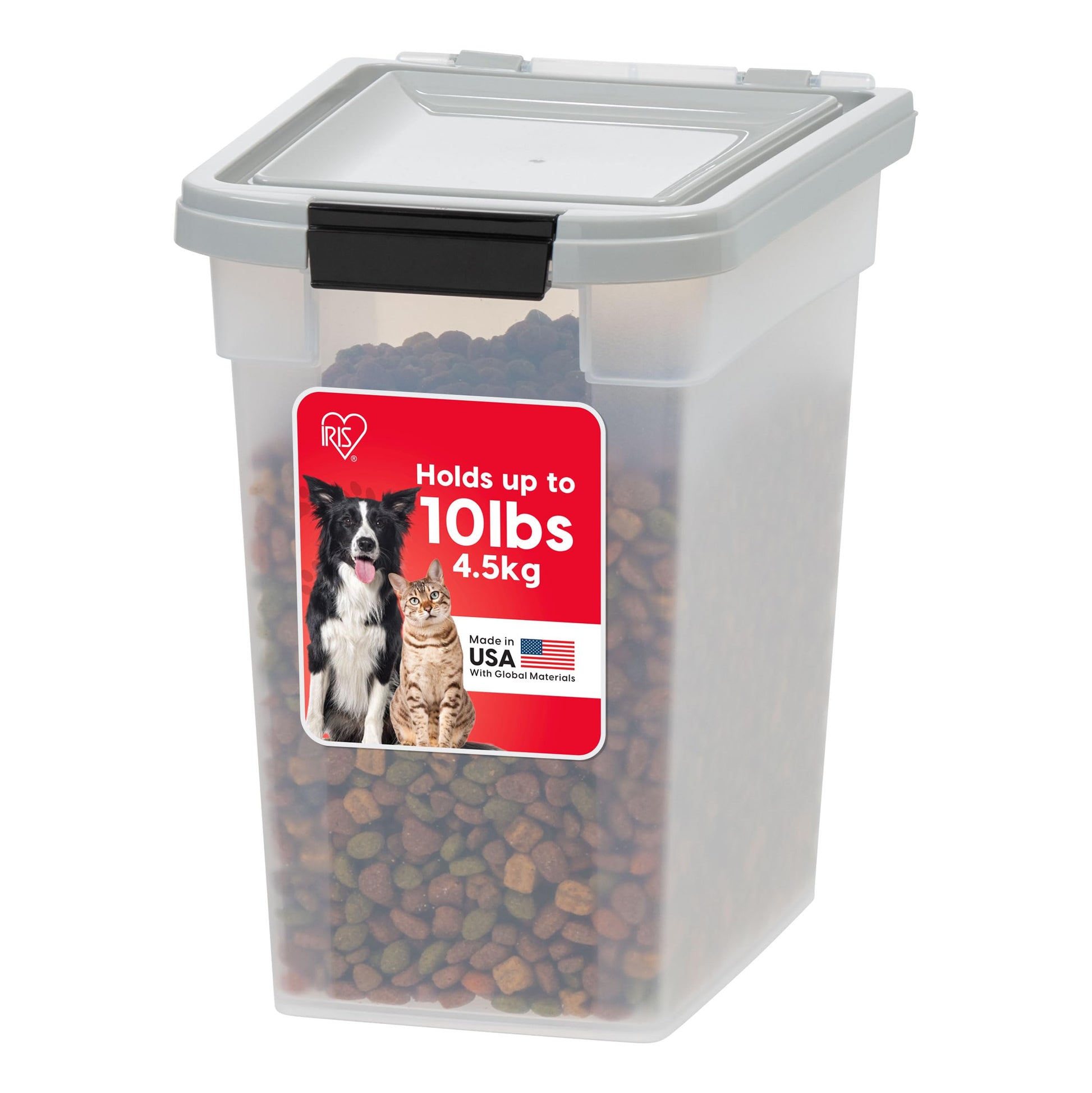 IRIS USA Dog Food Storage Container, Up to 10 lbs, Clear/Gray, Made in USA IRIS USA