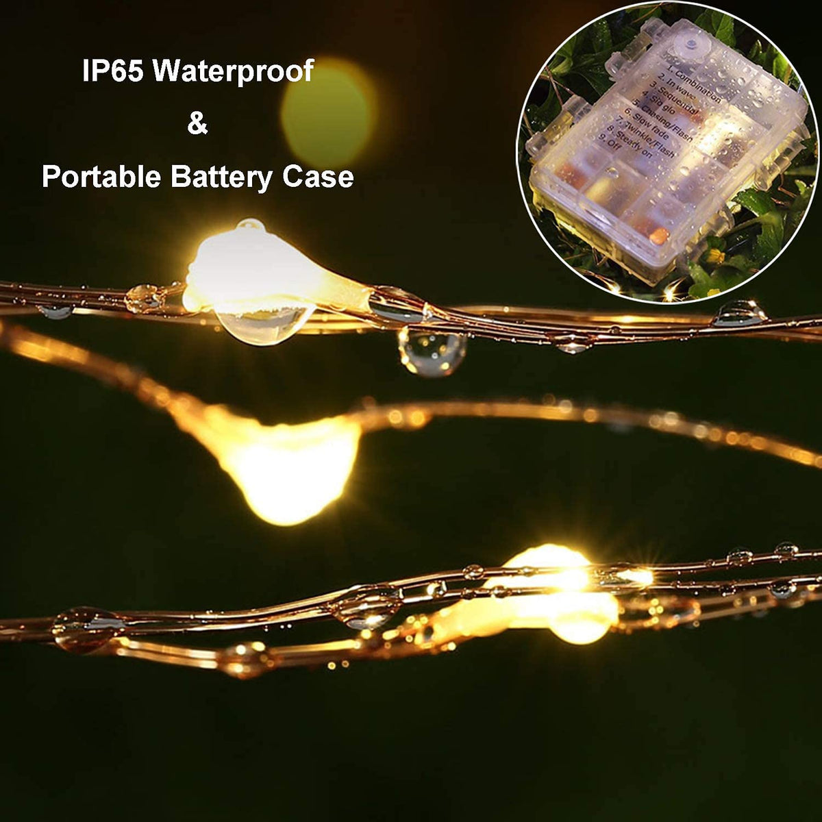 2 Pack 33ft 100 LEDs Fairy Lights Battery Operated, 8 Modes Waterproof Twinkle String Lights, Copper Wire Lights with Remote for Christmas Bedroom Indoor Garden Wedding Party Tree Decor (Warm White) 🍁 All In One Marketplace Canada