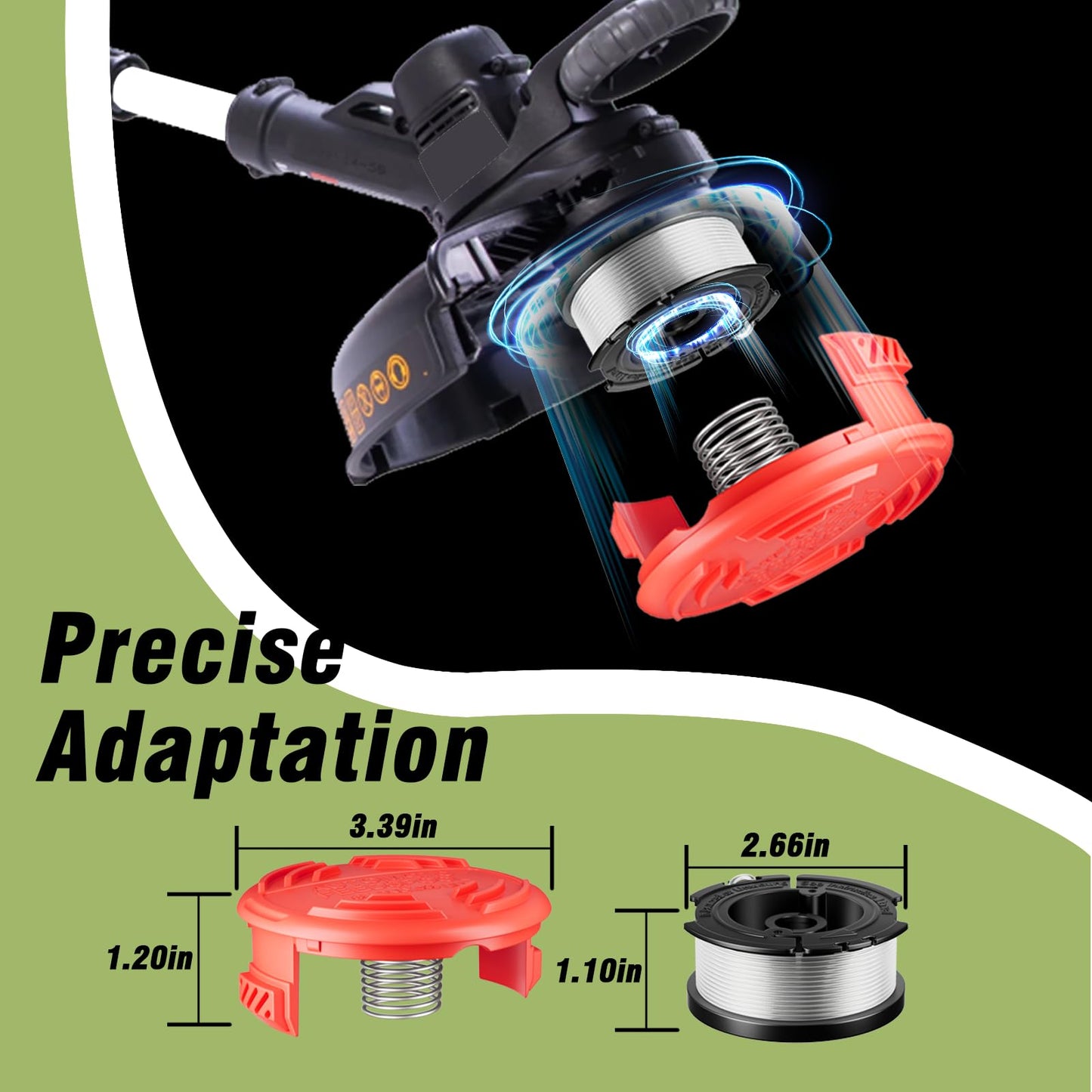 14 Pcs AF-100 Weed Eater Spool Compatible with Black and Decker String Trimmer, 0.065’’ AFS Automatic Feed Replacement Spool, 12 Pcs Spools(360ft Total), 2 Pcs RC-100-P Caps and 2 Springs