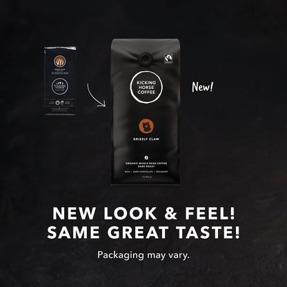 Kicking Horse Coffee, Whole Bean, 1 lb - Certified Organic, Fairtrade, Kosher Coffee, Grizzly Claw - Dark Roast, 454 g (Pack of 1)