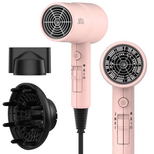 AINA Diffuser Hair Dryer Full-Featured Blow Dryer 110V/1600W(Babe Pink) - Available at All In One Marketplace Canada