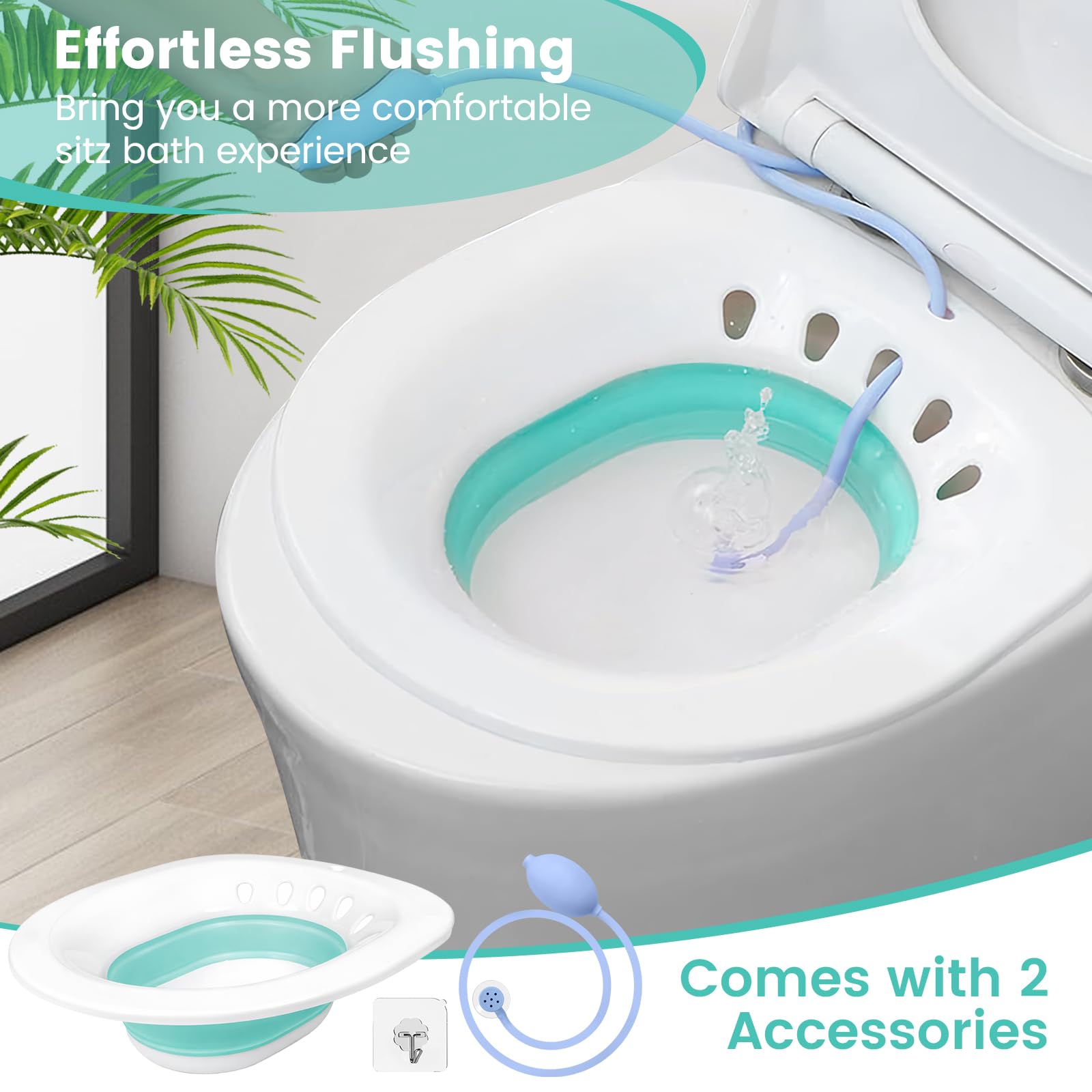 DEANIC Sitz Bath for Toilet Hemorrhoids, Postpartum Care, Collapsible Sitz Bath Tub for Hemorrhoids Treatment, Yoni Steam Seat Basin, Elderly Sit Bath (Green) - Available at All In One Marketplace Canada