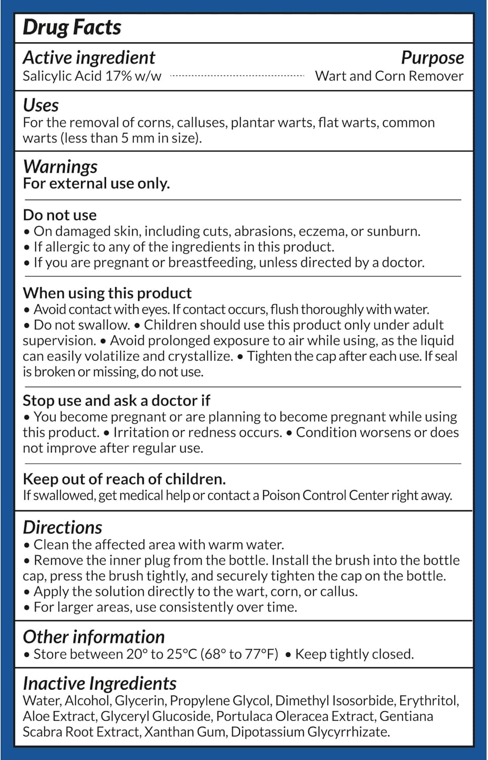 Fast-Acting Wart Corn Remover: Salicylic Acid Treatment for Feet Toe - Maximum Strength Liquid for Plantar Wart Corn Removal Men and Women - Available at All In One Marketplace Canada