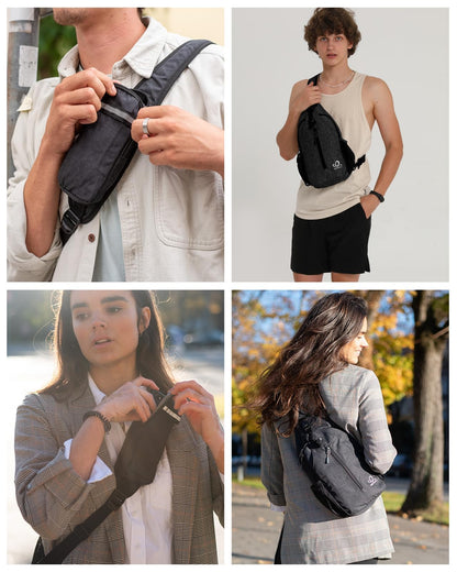 WATERFLY Sling Bag Sling Backpack Crossbody Bag Hiking Daypack for Men Women (Black Color) - Available at All In One Marketplace Canada