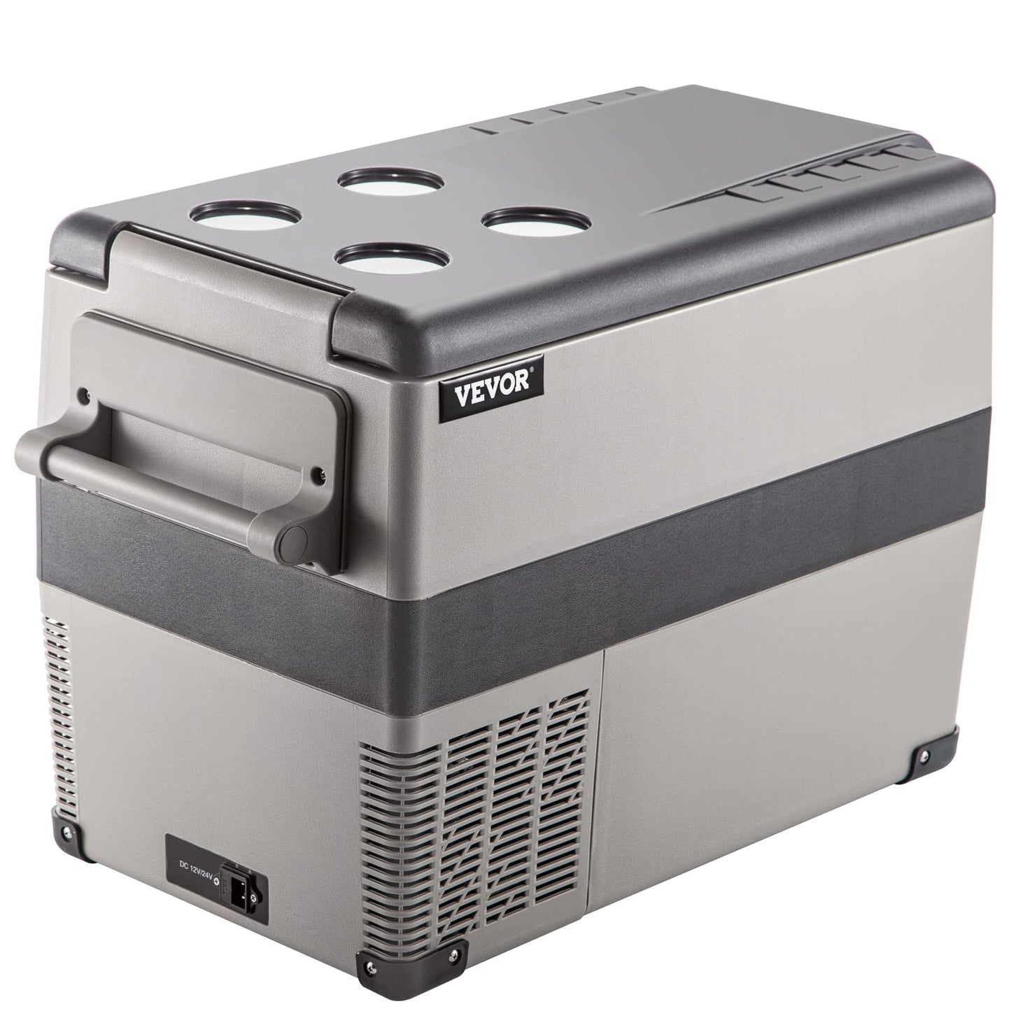 VEVOR 45L Portable Car Refrigerator 48 Quart LG Compact RV Fridge 12/24V DC & 110-240V AC Vehicle Car Truck Boat Mini Electric Freezer for Driving Travel Fishing Outdoor and Home Use -4°F-68°F, Grey VEVOR