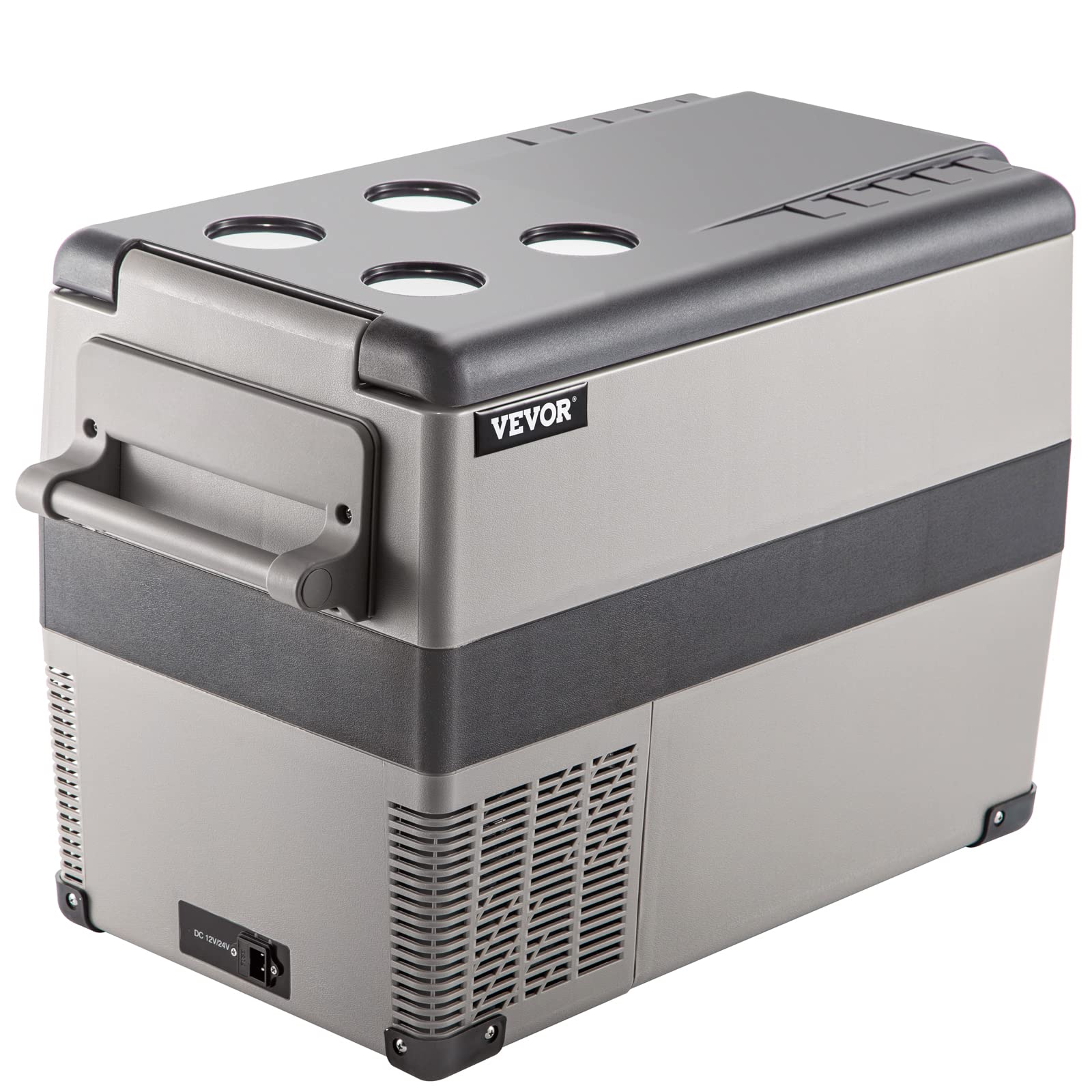VEVOR 45L Portable Car Refrigerator 48 Quart LG Compact RV Fridge 12/24V DC & 110-240V AC Vehicle Car Truck Boat Mini Electric Freezer for Driving Travel Fishing Outdoor and Home Use -4°F-68°F, Grey VEVOR