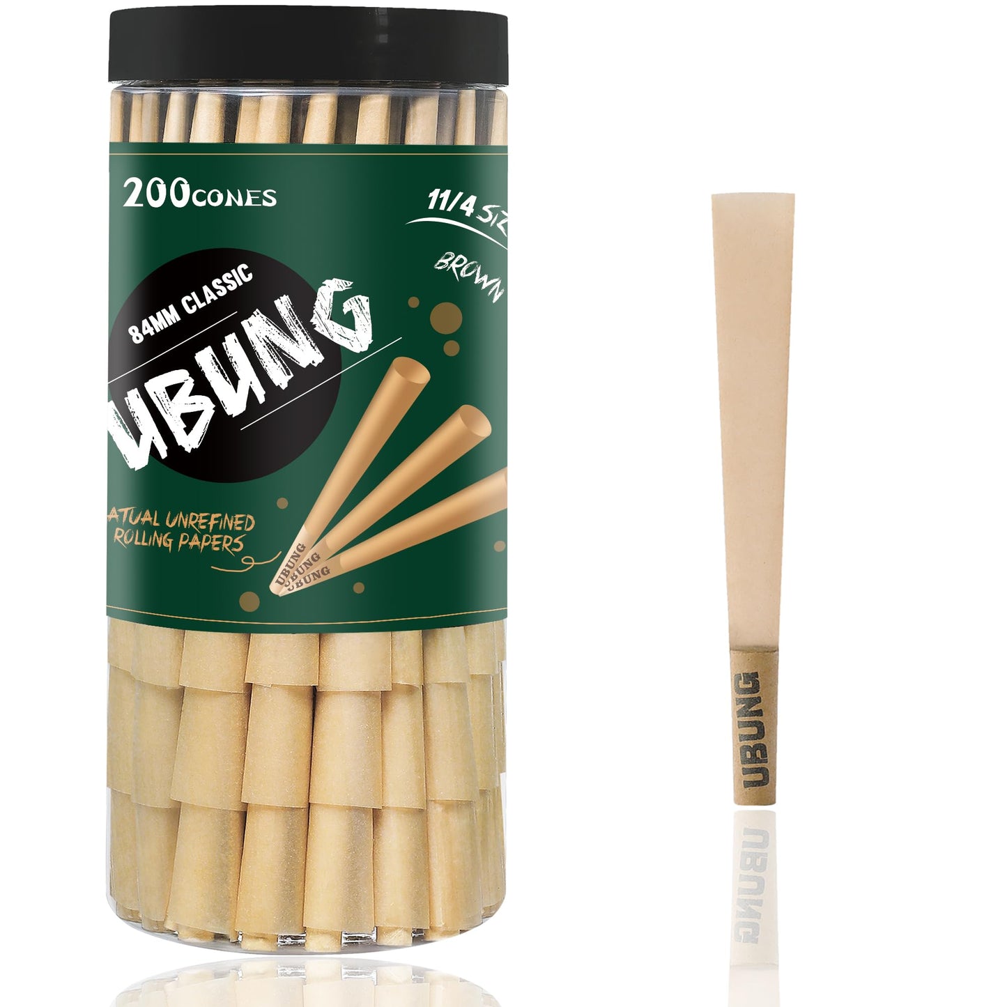 UBUNG 200 Pcs 11/4 Size Pre Rolled Cones with Tips, Brown, Organic, 84mm, Rolling Paper - Available at All In One Marketplace Canada