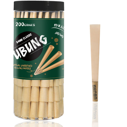 UBUNG 200 Pcs 11/4 Size Pre Rolled Cones with Tips, Brown, Organic, 84mm, Rolling Paper - Available at All In One Marketplace Canada