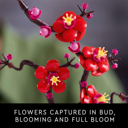 LEGO Icons Plum Blossom Building Sets for Adults - Artificial Flower for Dinner Table Centerpiece, Living Room Home Decor, Ages 18+ - DIY Craft Kits - Gift for Graduation - 10369