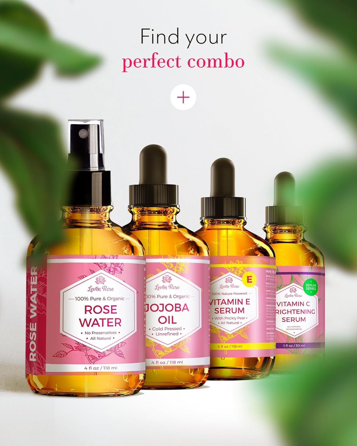 Rose Water Spray for Face by Leven Rose - Pure Natural Moroccan Rosewater Hydrosol Face Spray - Organic Rose Water Hydrosol 4 oz - Available at All In One Marketplace Canada