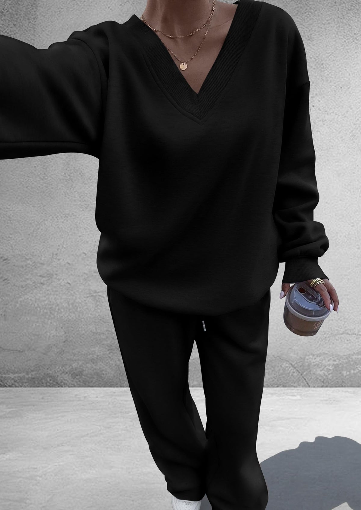 PRETTYGARDEN Womens 2 Piece Outfits Fall Sweatsuits Black,L 🍁 All In One Marketplace Canada
