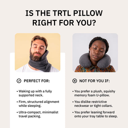 trtl Travel Pillow - Airplane Pillow for Neck and Shoulder Support - Soft, Lightweight, Machine-Washable Travel Pillows for Airplanes - Black - Available at All In One Marketplace Canada
