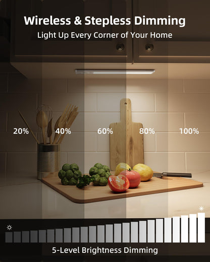 EZVALO 10inch Under Cabinet Lighting, 2500mAh Rechargeable Motion Sensor Lights Indoor with 3 Color Temps, 2 Pack Magnetic Closet Light, 80 LED Dimmable Under Counter Lights for Kitchen, Shelf, Stair - Available at All In One Marketplace Canada