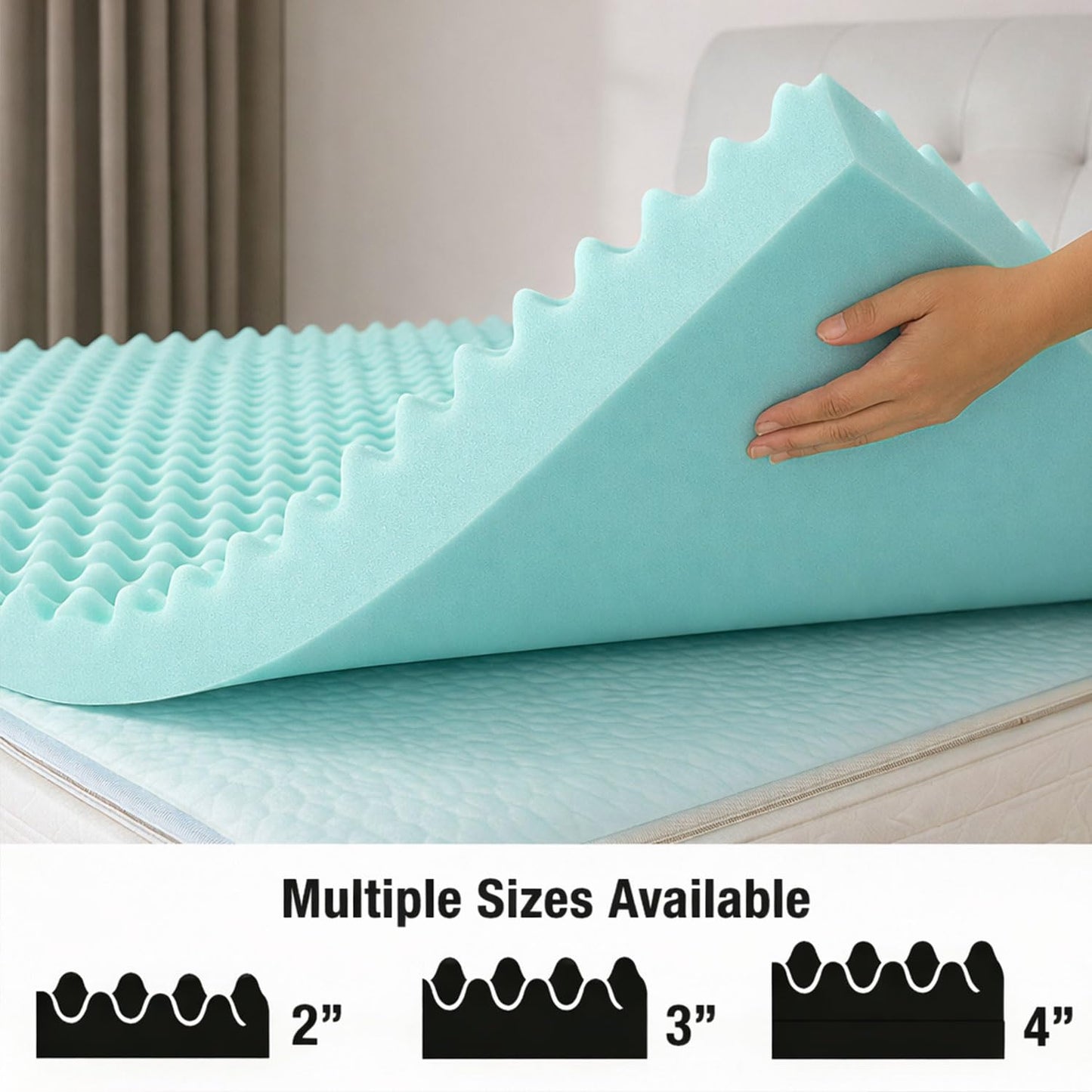 DMI Foam Mattress Topper, Egg Crate Foam Pad, Mattress Pad and Bed Topper for Support, Air Circulation, Pressure Relief and Weight Distribution, Twin Size Mattress, 33 x 72 x 2,Blue - Available at All In One Marketplace Canada