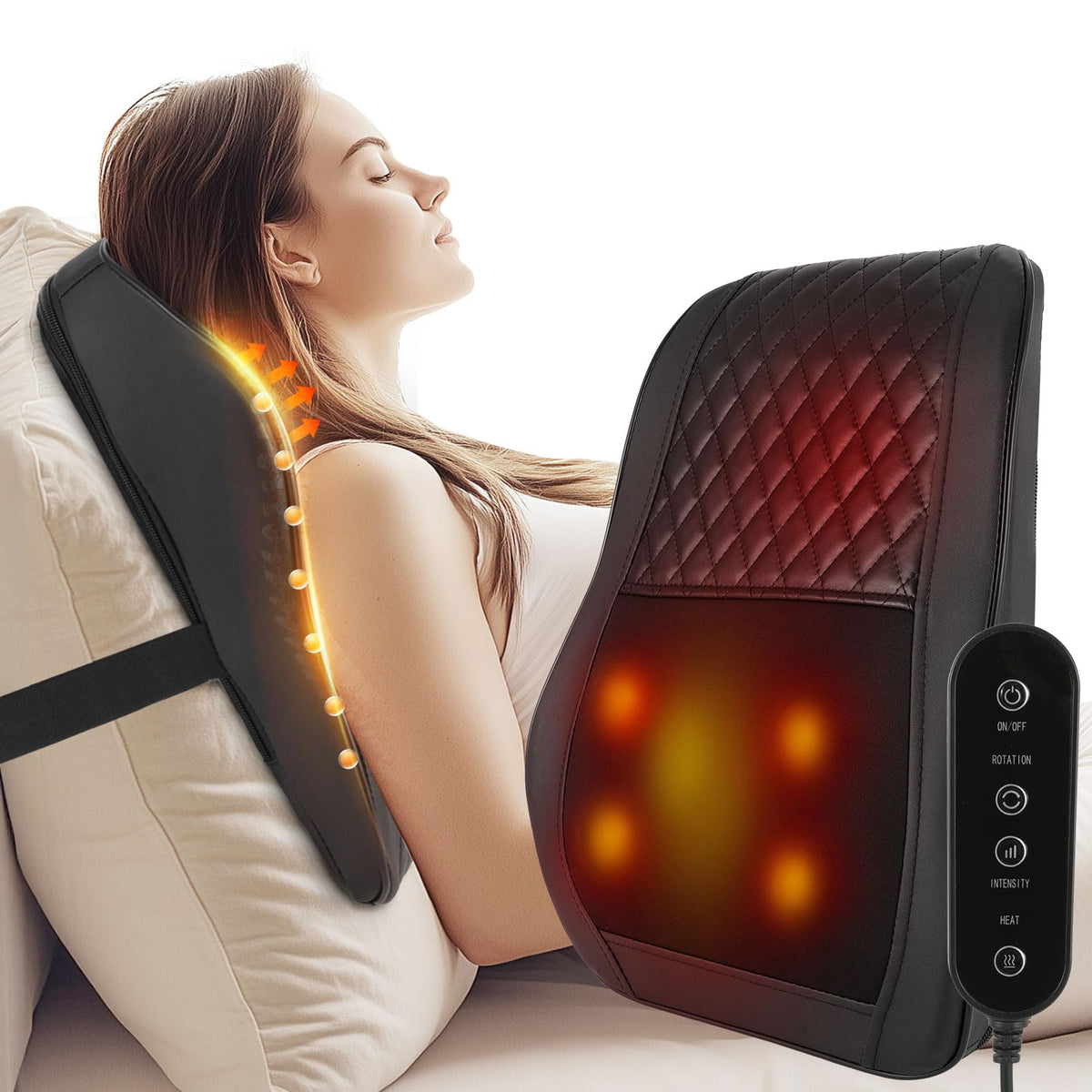Cordless Back Massager,Back and Neck Massager with Heat Shiatsu Neck and Shoulder Massage for Whole Body Deep Tissue Kneading Massage Pillow Mother's Gifts for Women Men Mom Dad Christmas 🍁 All In One Marketplace Canada