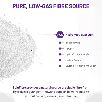 AOR - SoluFibre Powder, 300g 60-Servings - Partially Hydrolyzed Guar Gum Sunfiber for Digestive Comfort & Regularity - Vegan, Non-GMO & Gluten-Free - Gentle Prebiotic Fiber Supplement - Soluble Fiber - Available at All In One Marketplace Canada