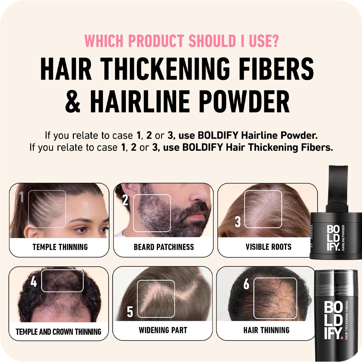 BOLDIFY Hair Fibers (28g) - Fill In Thinning and Fine Hair for an Instantly Fuller, Thicker Look - 14 Shades for Women & Men - Black - Available at All In One Marketplace Canada