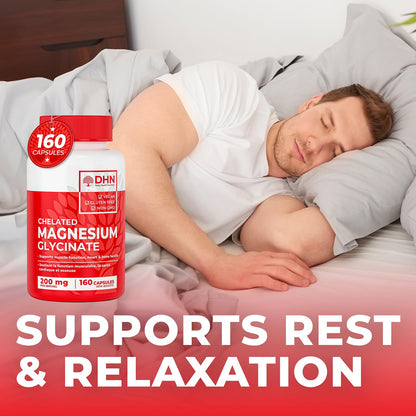 Magnesium Glycinate/Bisglycinate | Supports Sleep, Relaxation, Energy Metabolism & Muscle Function | Chelated | 200mg Elemental Magnesium | Stomach Friendly | Canadian Made, Quality Assured - Available at All In One Marketplace Canada