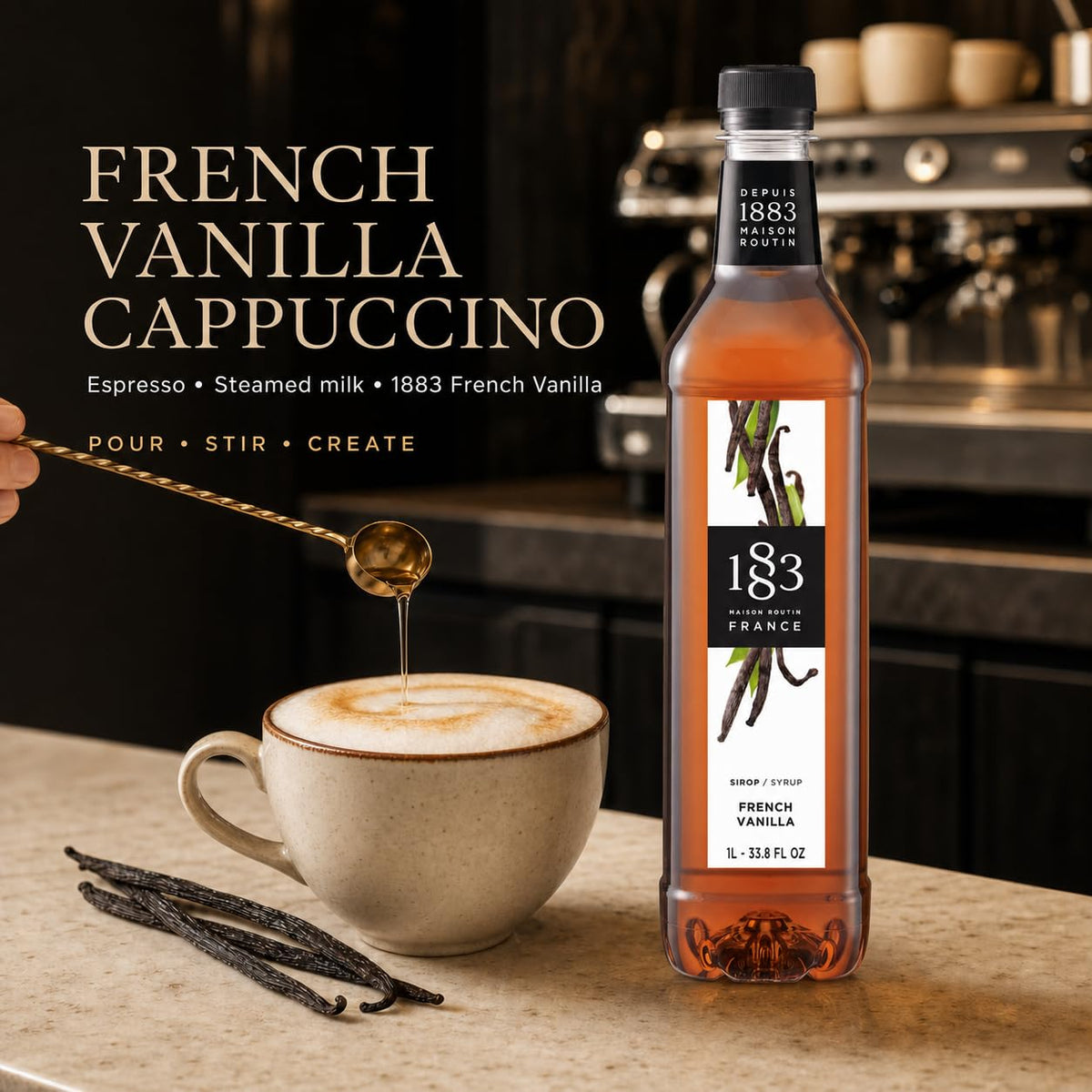 Maison Routin 1883 French Vanilla Syrup, Pet Bottle 1000 Milliliter