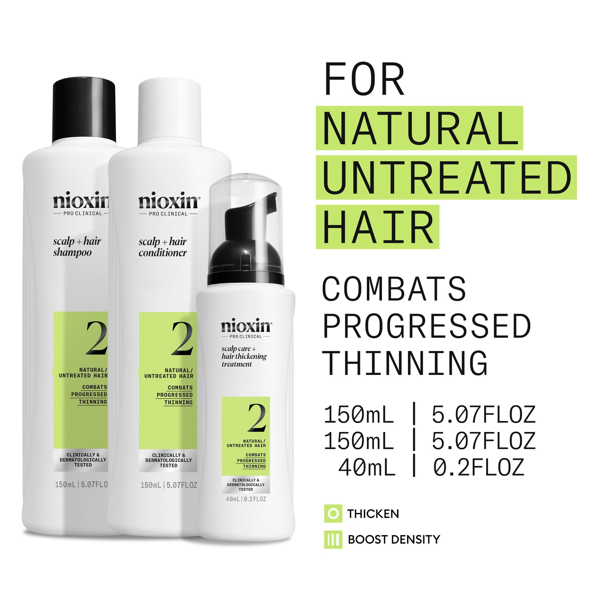 Nioxin Scalp + Hair Thickening System 2 - Hair Thickening System for Natural Hair with Progressed Thinning, Trial Size (Packaging May Vary) - Available at All In One Marketplace Canada