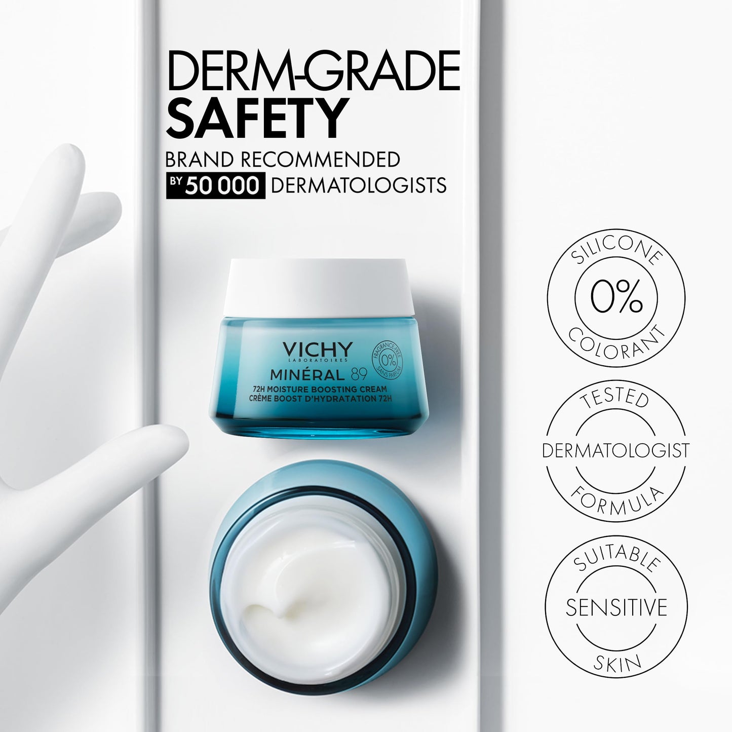 Vichy Minéral 89 Face Moisturizer, 72H Moisture Boosting Fragrance Free Cream for Normal-Dry Skin, with Hyaluronic Acid, Niacinamide, Vitamin E and Squalane, Recommended by Dermatologists, 50ml - Available at All In One Marketplace Canada
