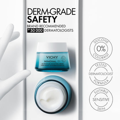 Vichy Minéral 89 Face Moisturizer, 72H Moisture Boosting Fragrance Free Cream for Normal-Dry Skin, with Hyaluronic Acid, Niacinamide, Vitamin E and Squalane, Recommended by Dermatologists, 50ml - Available at All In One Marketplace Canada
