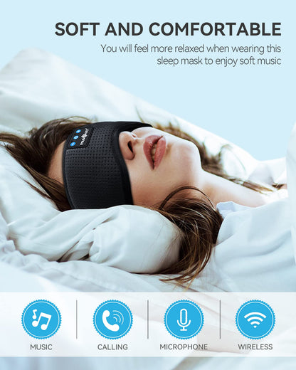 MUSICOZY Sleep Headphones Breathable Bluetooth 5.4 Headband 3D Sleeping Headphones, Wireless Eye Mask Sleep Earbuds for Side Sleeper Office Air Travel Cool Tech Gadgets Unique Gifts (Matte Black) - Available at All In One Marketplace Canada