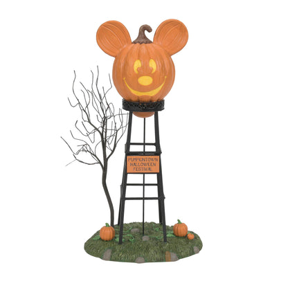 Department 56 Disney Village Halloween Pumpkintown Accessories Mickey Mouse Water Tower Figurine, 12.01 Inch, Multicolor