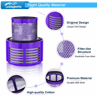 Leadaybetter Vacuum Filter Replacement for Dyson V10 Cyclone Animal Absolute Motorhead Total Clean, SV12, SV27, Replaces Part No. 969082-01 (2 Pack Filters and 1 Clean Brush) - Available at All In One Marketplace Canada
